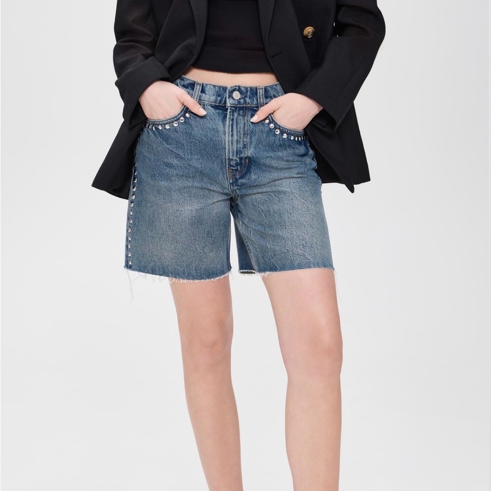 NWT Reformation Raye Studded Blue Jean Shorts